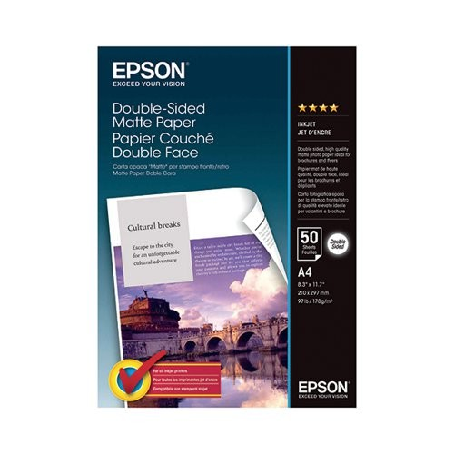 EPSON (A4) 178G/M2 DOUBLE-SIDED MATTE PAPER (WHITE) 1 PACK OF 50