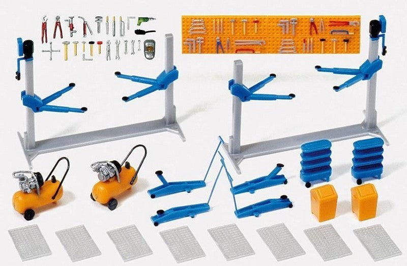 PREISER HO SCALE MODEL SCENERY DETAIL SET EQUIPMENT FOR VEHICLE SHOP/GARAGE