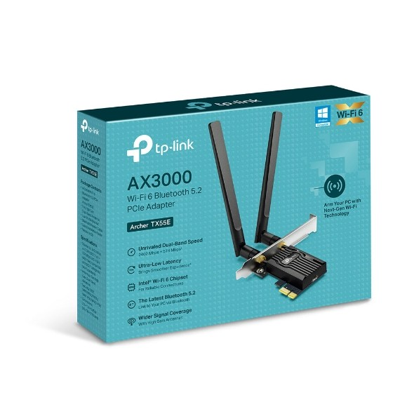 TP-LINK ARCHER TX55E AX3000 WI-FI 6 BT 5.2 PCIE NETWORK ADAPTER CARD - NWTL-ARCHERTX55E