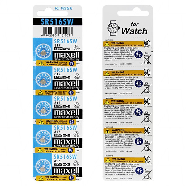 MAXELL SR516SW 317 SILVER OXIDE BATTERY - 38005030