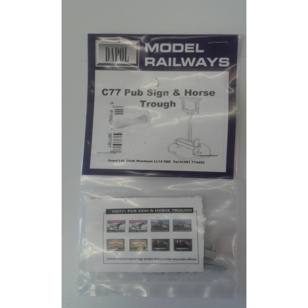 OO ACCESSORIES PLASTIC KIT PUB SIGN & HORSE TROUGH - DAPOL KITMASTER C077