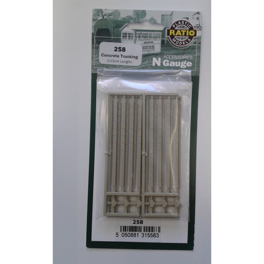 CONCRETE TRUNKING 115CM LENGTH - N GAUGE ACCESSORIES - RATIO 258 - FREE POST F1 - RA258