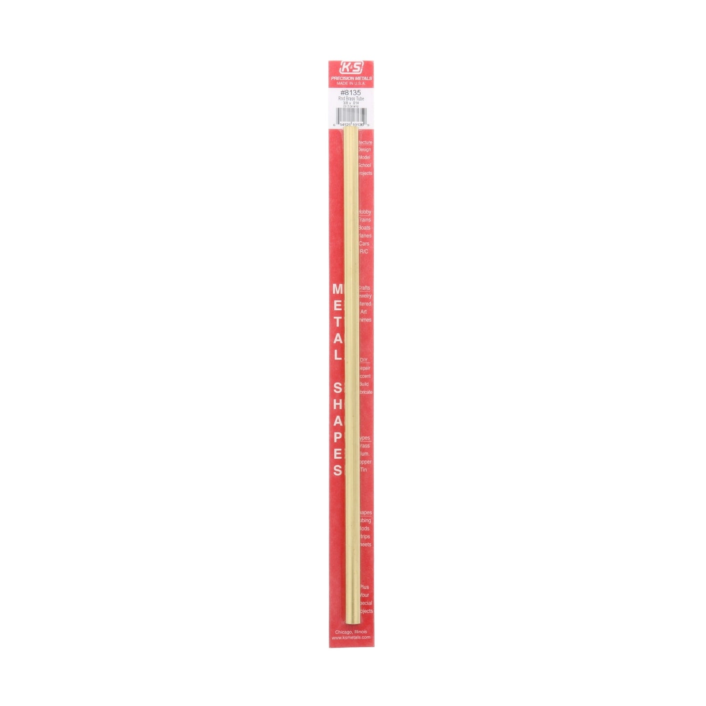 K&S ENGINEERING BRASS METAL TUBING ROUND 3/8IN X 12IN - KS8135