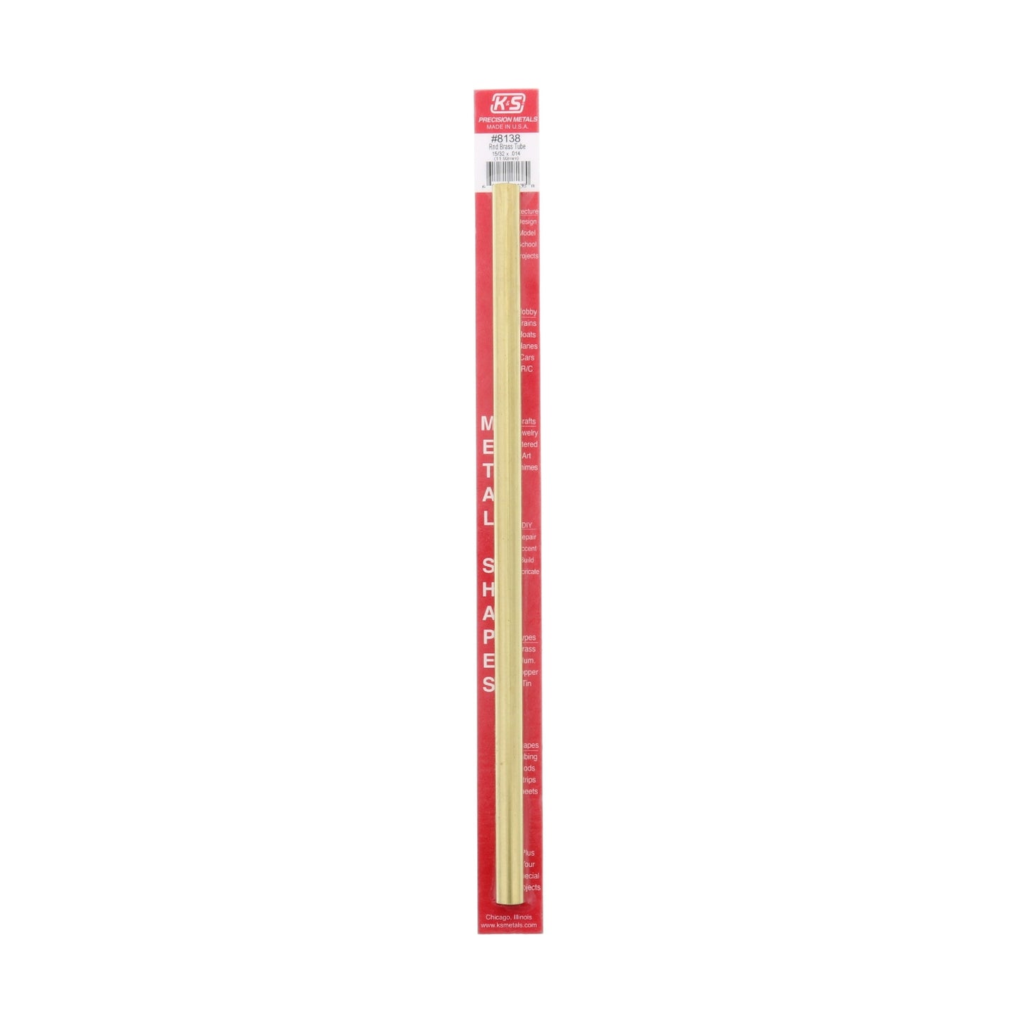 K&S 15/32 IN. D X 12 IN. L ROUND BRASS TUBE 1 PK - KS8138