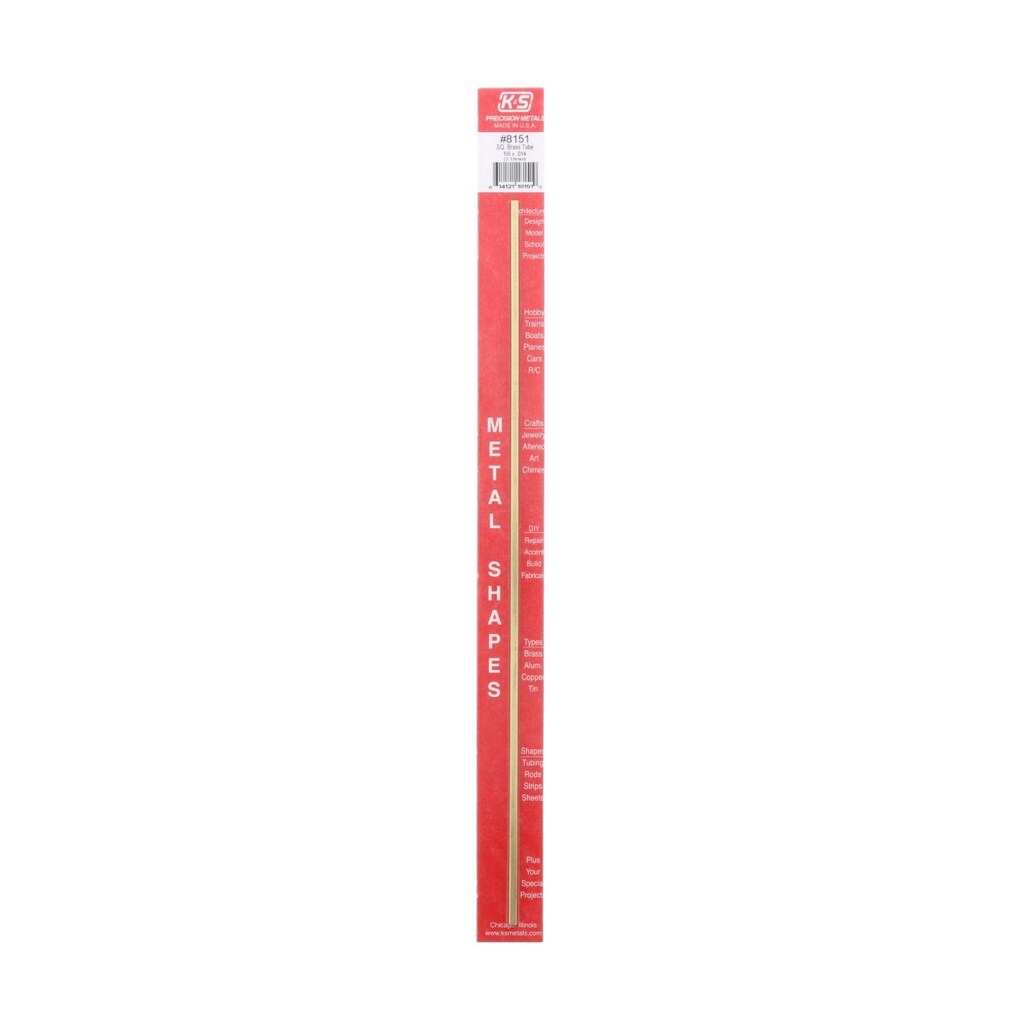 K&S 1/8 IN. W X 12 IN. L SQUARE BRASS TUBE 1 PK - KS8151