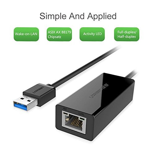UGREEN USB 3.0 TO GIGABYTE ETHERNET ADAPTER - 90065235
