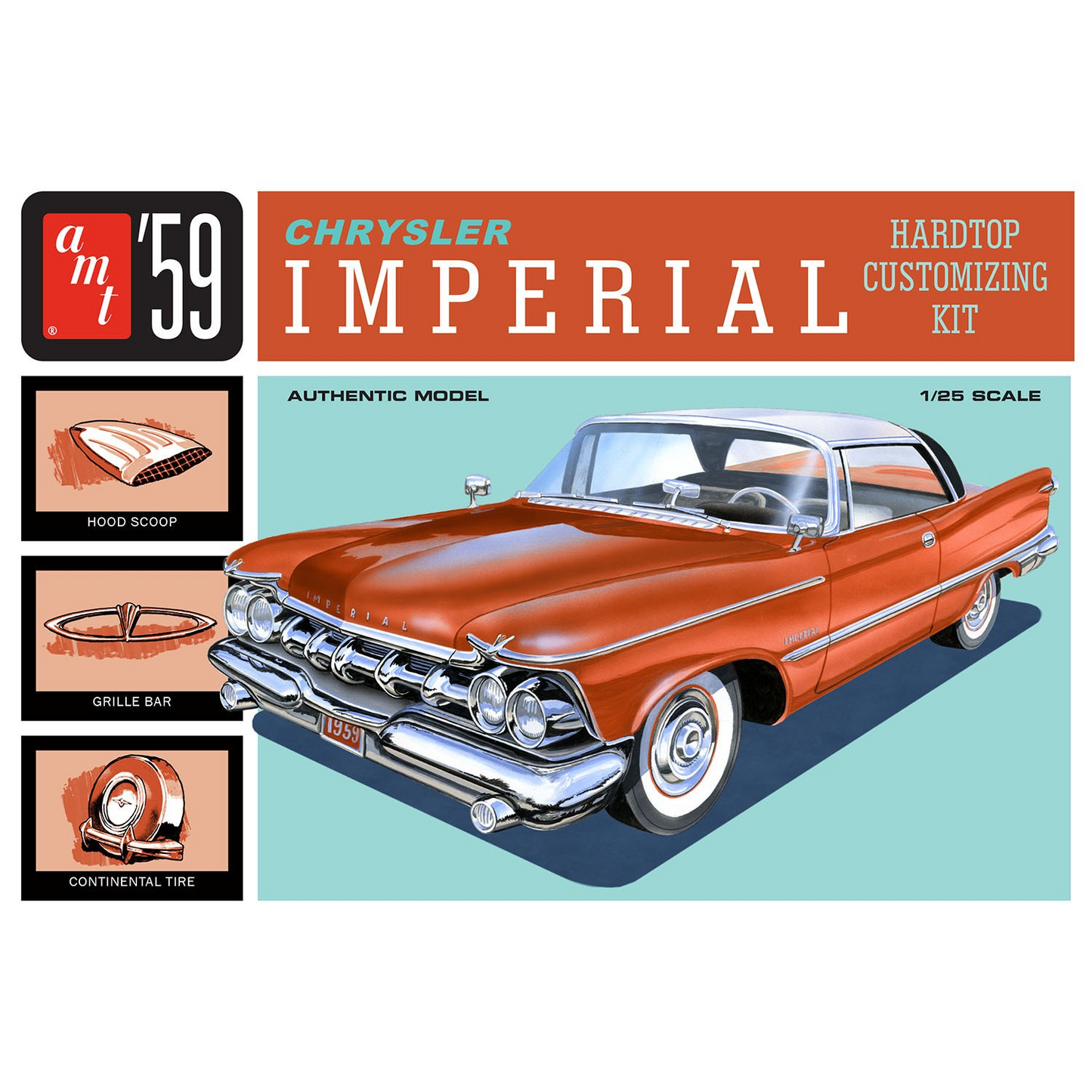 AMT SKILL 2 MODEL KIT 1959 CHRYSLER IMPERIAL 3 IN 1 KIT 1 BY 25 SCALE MODEL
