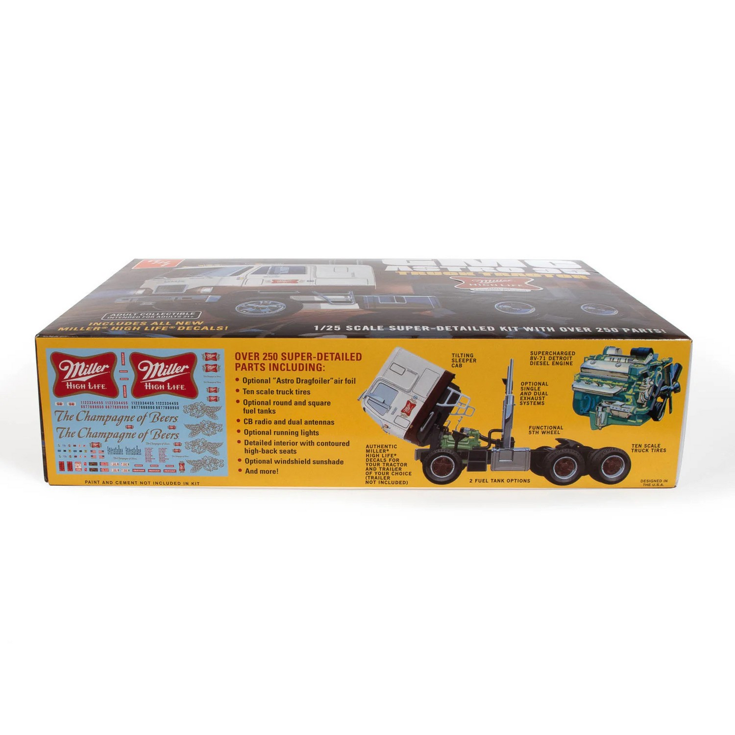 AMT SKILL 3 MODEL KIT GMC ASTRO 95 TRUCK TRACTOR MILLER 1-25 SCALE MODEL CAR - AMT1230