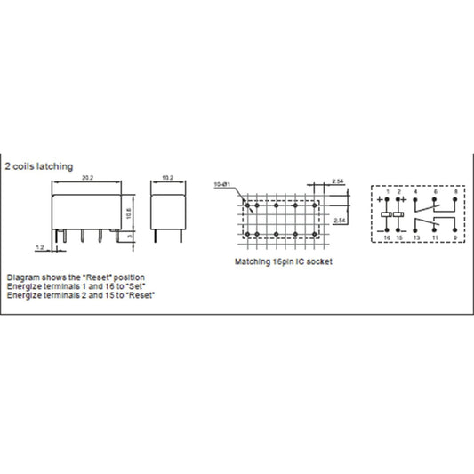 RELAY PCB DIL16 12VDC 2A@250VAC LATCH - SY4060