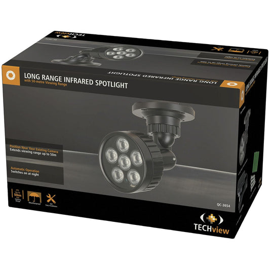 SPOTLIGHT IR 50M 12VDC 6LED BLK - QC3654