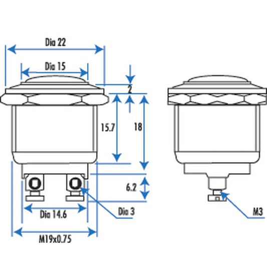 SWITCH PUSH MOM MTL RND 250VAC/4A - SP0755