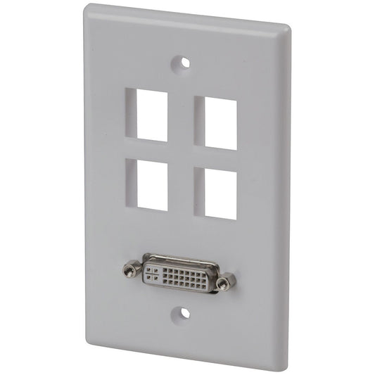 WALL PLATE DVI SKT 4 KEYSTONE PORTS WHT