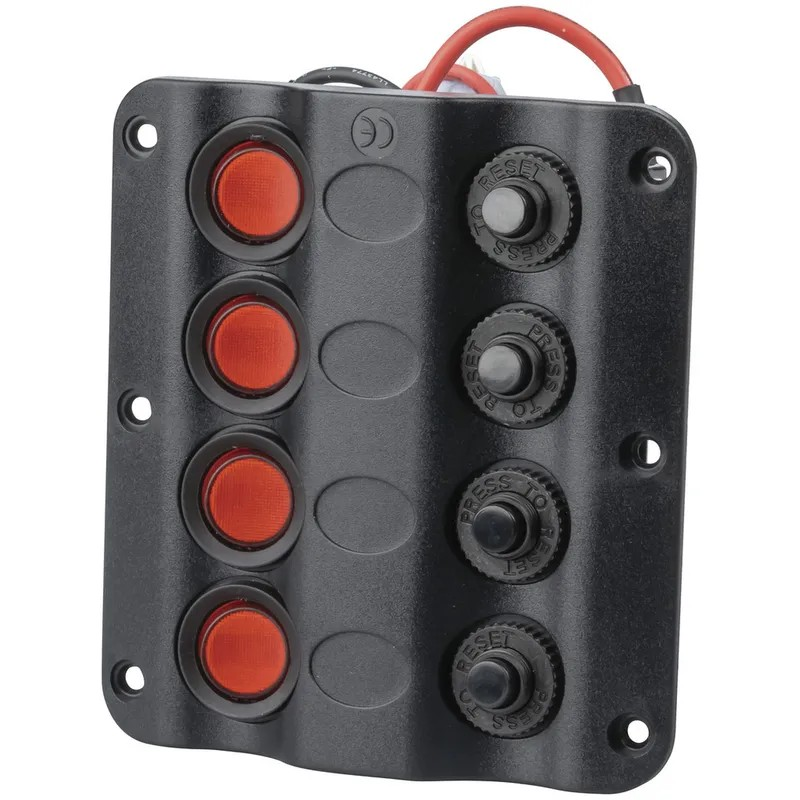 PNL PLAS W/SWITCH+ C/B 4WAY ILLUM 12VDC - SZ1902