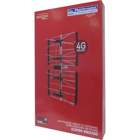 UHF PHASED ARRAY DIGITAL TV ANTENNA (28-51) 50DB SHIELDED 4G/5G FILTER BLACK COAT