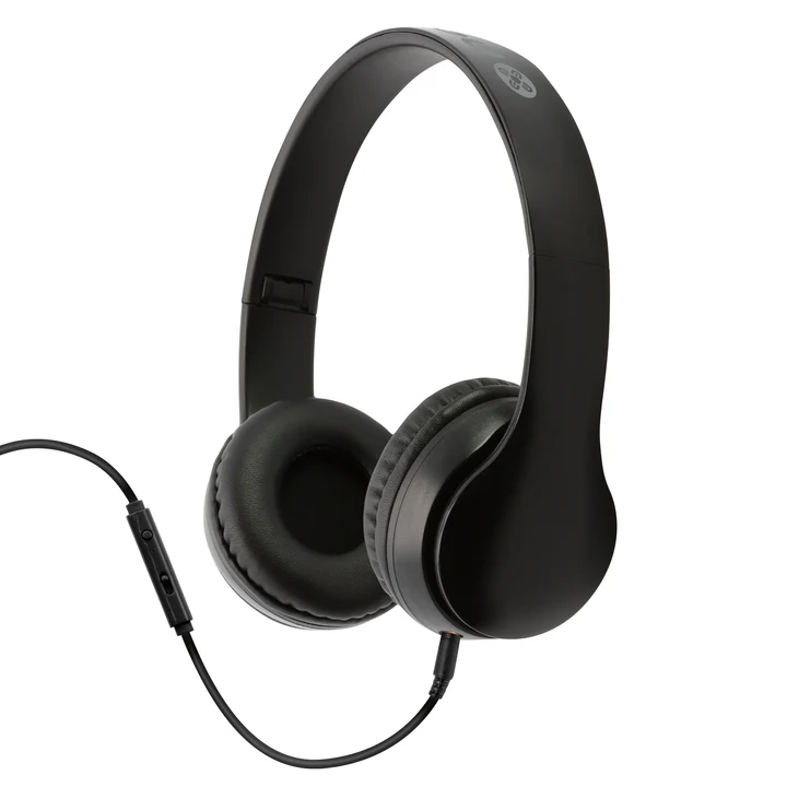 MOKI FLIP HEADPHONES + REMOVABLE 3.5MM AUDIO CABLE & IN-LINE MIC - BLACK