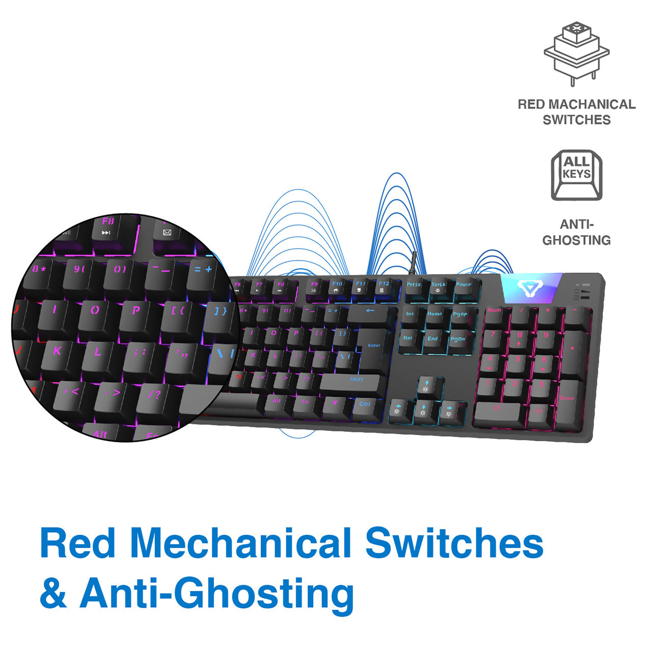 LASER FULL SIZE RGB MECHANICAL GAMING KEYBOARD - KB-MEK101-BK