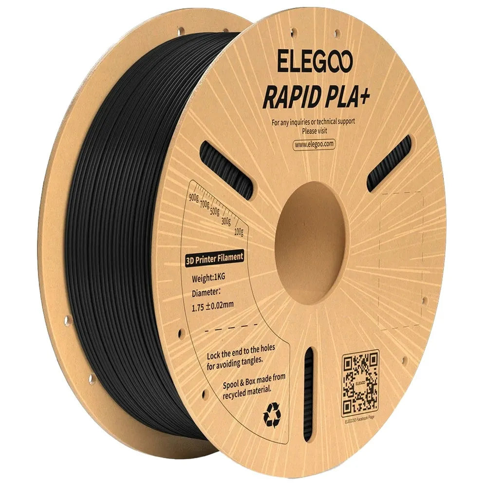 ELEGOO 3D PRINTER FILAMENT RAPID PLA+ BLACK 1.75MM 1KG ROLL - TL-6435