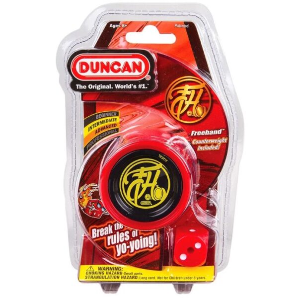 DUNCAN FREEHAND YO-YO STRING TRICK YO-YO WITH COUNTERWEIGHT BALL BEARING AXLE AND ALUMINUM BODY COLOR MAY VARY