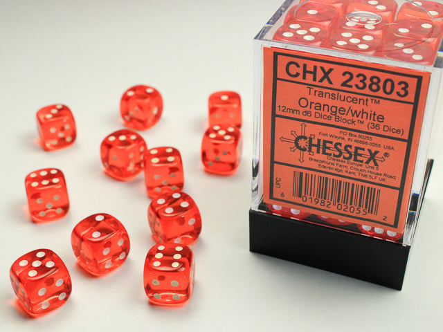 CHX 23803 TRASLUCENT 12MM D6 ORANGE/WHITE BLOC 36PK