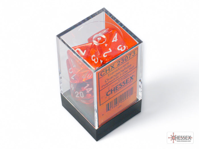 CHX DICE TRANSLUCENT POLYHEDRAL ORANGE/WHITE - CHX23073