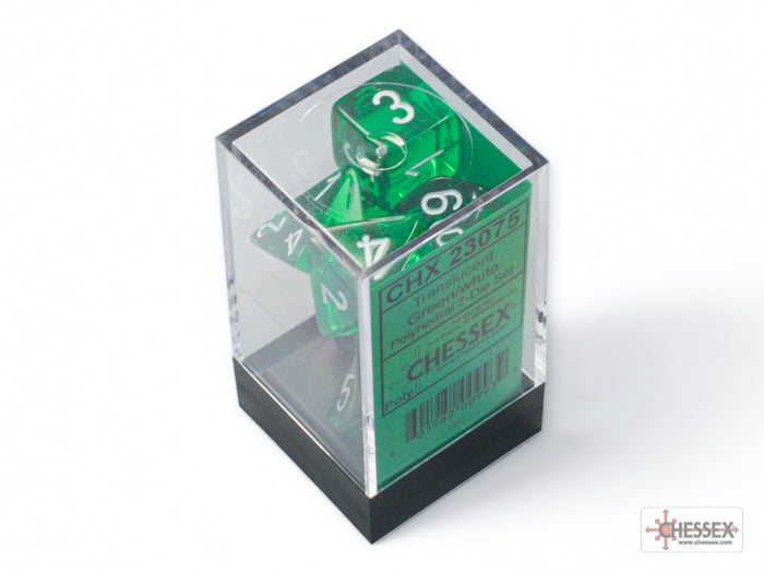 CHZ DICE TRANSLUCENT POLYHEDRAL GREEN/WHITE - CHX23075