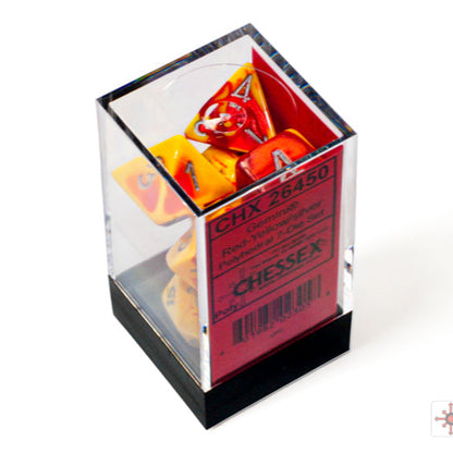 CHESSEX GEMINI RED-YELLOW/SILVER 7- DIE - CHX26450