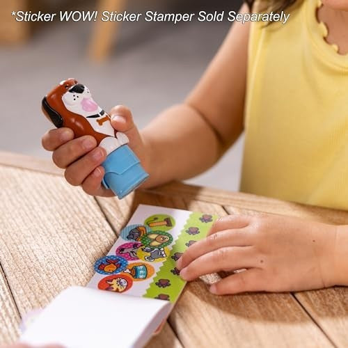MELISSA & DOUG STICKER WOW! MINI ACTIVITY PAD AND 200+ REFILL STICKERS FOR STICKER STAMPER ARTS AND CRAFTS FIDGET TOY COLLECTIBLES - PETS STICKERS