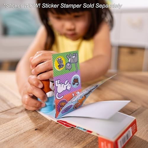MELISSA & DOUG STICKER WOW! MINI ACTIVITY PAD AND 200+ REFILL STICKERS FOR STICKER STAMPER ARTS AND CRAFTS FIDGET TOY COLLECTIBLES - PETS STICKERS