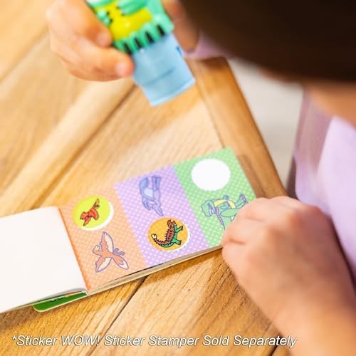 MELISSA & DOUG STICKER WOW! MINI ACTIVITY PAD AND 200+ REFILL STICKERS FOR STICKER STAMPER ARTS AND CRAFTS FIDGET TOY COLLECTIBLES - DINOSAUR STICKERS