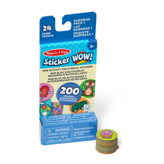 MELISSA & DOUG STICKER WOW! MINI ACTIVITY PAD AND 200+ REFILL STICKERS FOR STICKER STAMPER ARTS AND CRAFTS FIDGET TOY COLLECTIBLES - ASSORTED SURPRISE