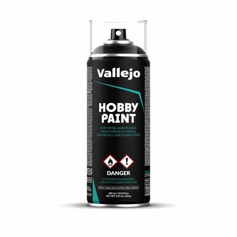 VALLEJO AEROSOL BLACK PRIMER 400ML SPRAY PAINT - AV28012