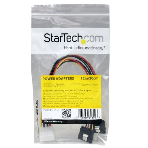 StarTech – Câble Adaptateur D'alimentation Interne LP4 Mâle Vers 2 X SATA Femelle, 12 Po