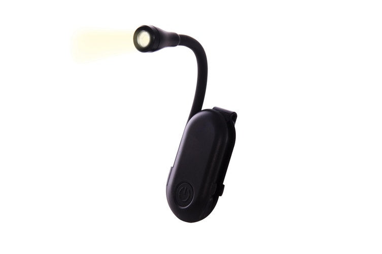 RECHARGABLE CLIP ON BOOK LIGHT WHITE/BLACK - IMA0061