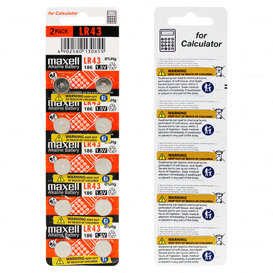 MAXELL LR43 TWIN PACK - LR43-BP10