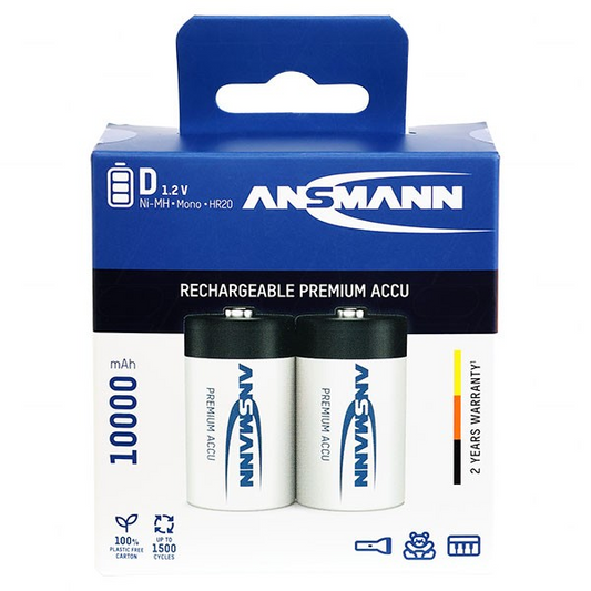 ANSMANN D SIZE NIMH 10000MAH RECHARGABLE - 59001-098BP2