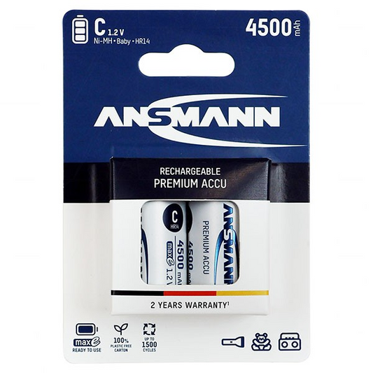 ANSMANN C SIZE NIMH 4500MAH RECHARGABLE - 59001-096BP2