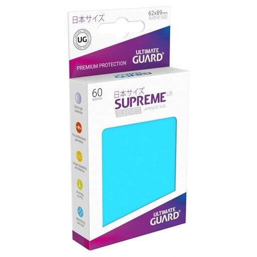 Ultimate Guard Light Blue Supreme UX Japanese Size Glossy Sleeves Standard Size 60 Ct Card Sleeves Individual Pack -