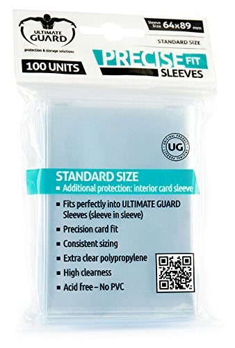 ULTIMATE GUARD PRECISE-FIT SLEEVES STANDARD SIZE TRANSPARENT (100) - UGD010050