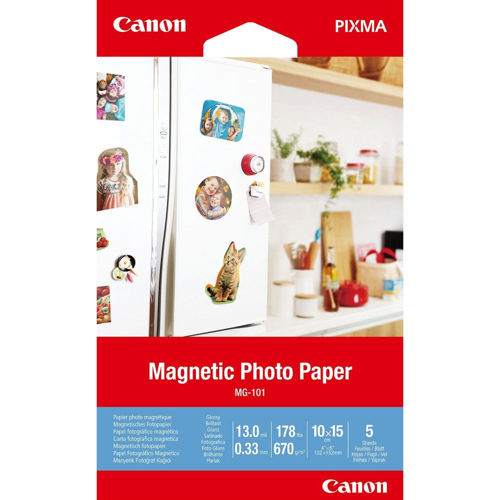 CANON MC-G01WHITE 4 X 6 INCH MAGENTIC PHOTO PAPE 5 SHEETS - 3634C002 - CMG101