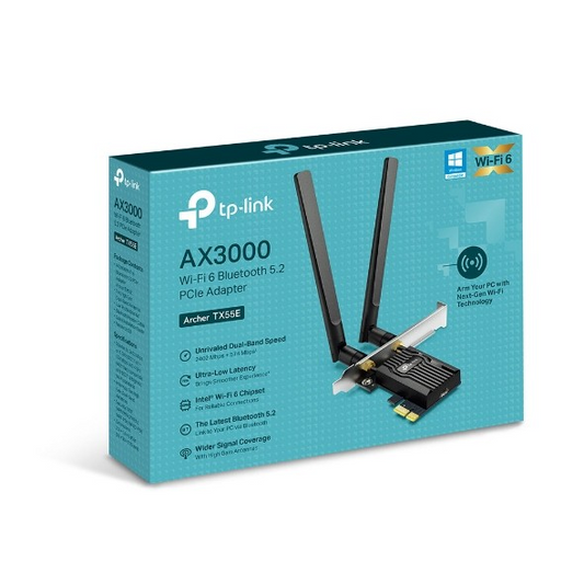 TP-LINK ARCHER TX55E AX3000 WI-FI 6 BT 5.2 PCIE NETWORK ADAPTER CARD - NWTL-ARCHERTX55E