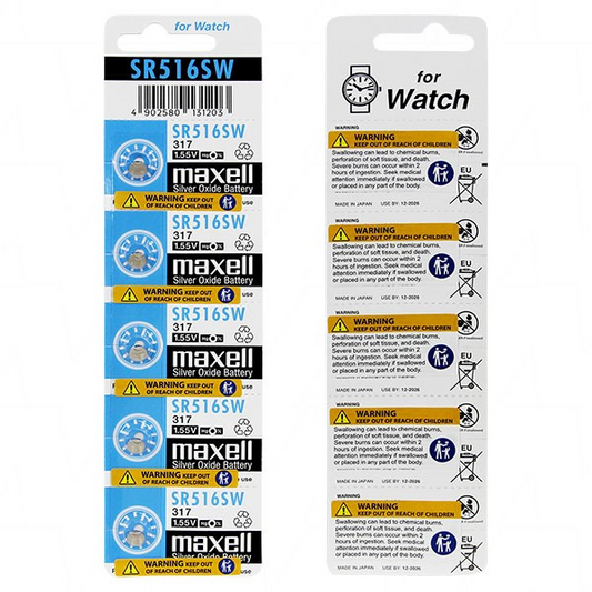 MAXELL SR516SW 317 SILVER OXIDE BATTERY - 38005030
