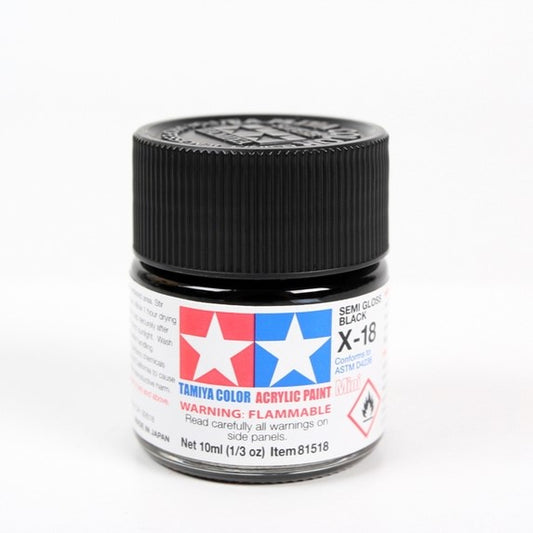 TAMIYA ACRYLIC X-18 SEMI GLOSS BLACK - T81518