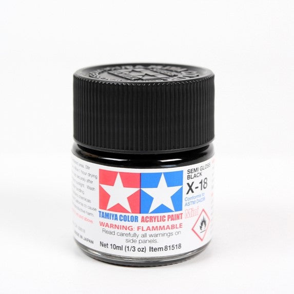 TAMIYA ACRYLIC X-18 SEMI GLOSS BLACK - T81518