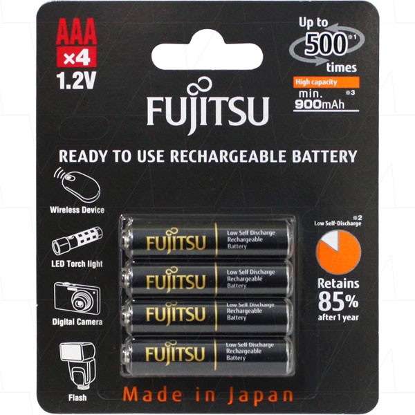 FUJITSU HR-4UTHCEX(4B) 4-PACK AAA HIGH CAPACITY NI-MH PRE-CHARGED RECHARGEABLE BATTERIES (MADE IN JAPAN) - 33000-399B4