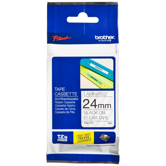 BROTHER BTZ151 24MM BLACK ON CLEAR TAPE - BTZ151 