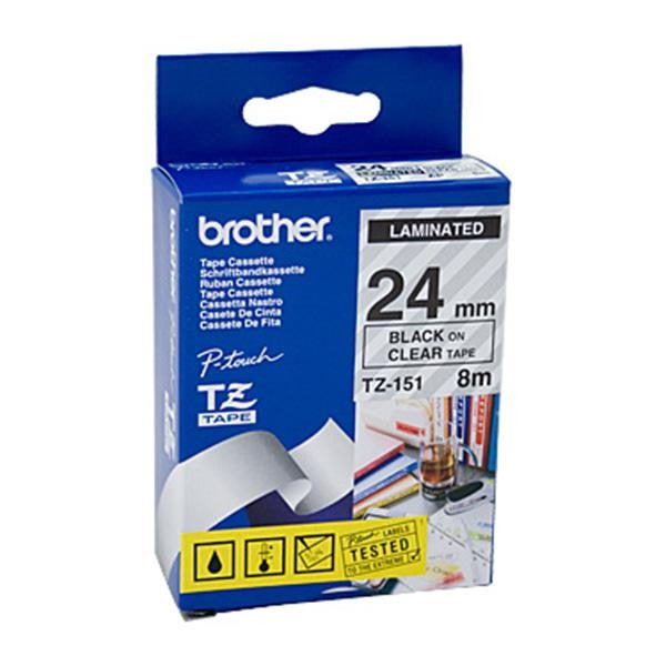 BROTHER BTZ151 24MM BLACK ON CLEAR TAPE - BTZ151 