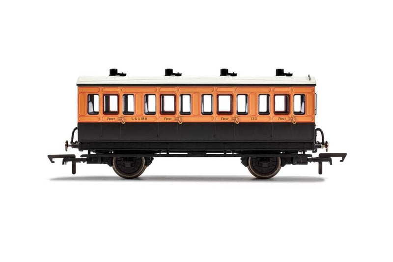 Hornby LSWR, 4 Wheel Coach, 1st Class, Fitted Lights, 123 - Era 2 - R40107