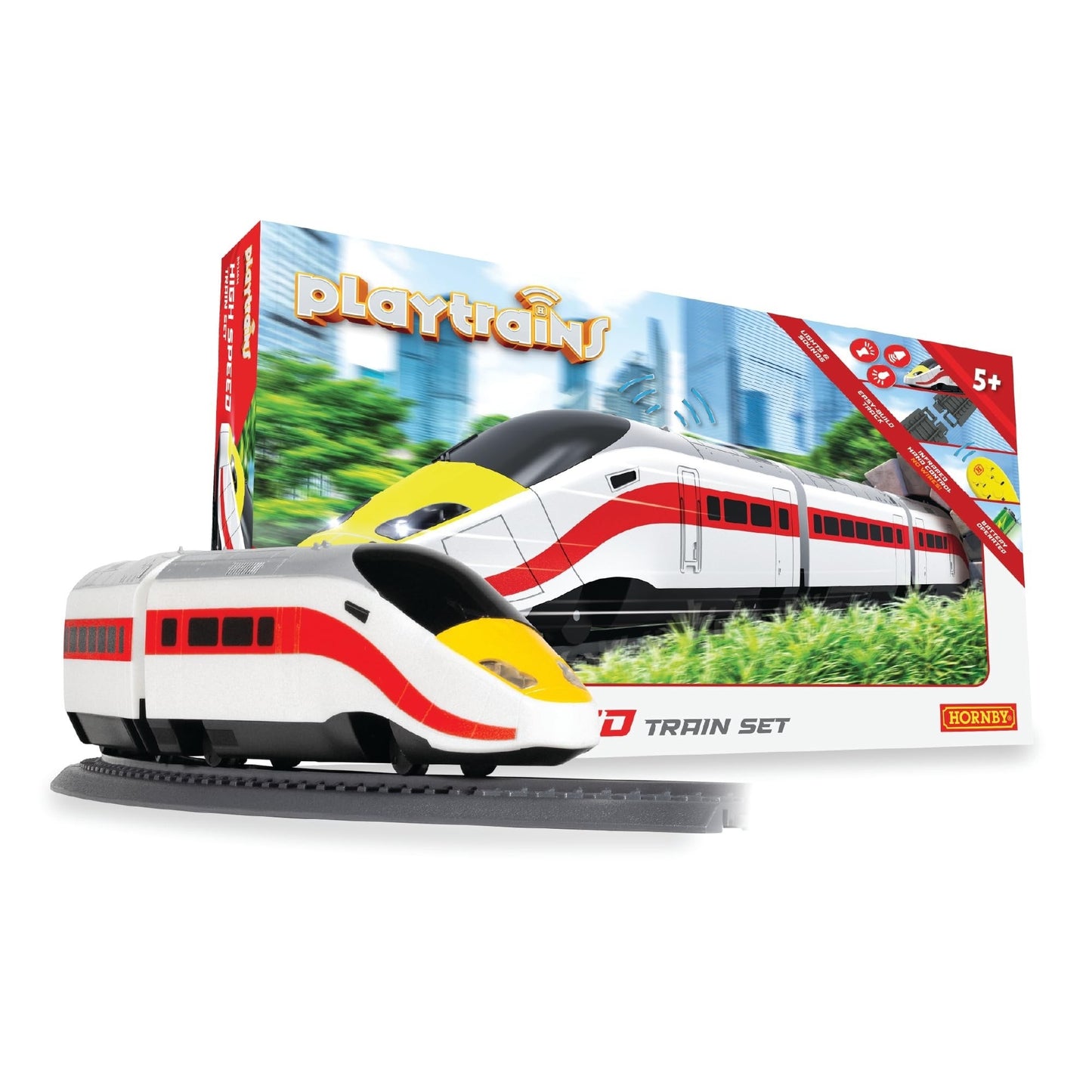 HORNBY PLAYTRAINS R9360M PLAYTRAINS HIGH SPEED TRAIN SET REMOTE CONTROLLED BATTERY TRAIN SET - KIDS TOY TRAIN SETS FOR AGES 5+ CHILDRENS MINI MODEL T