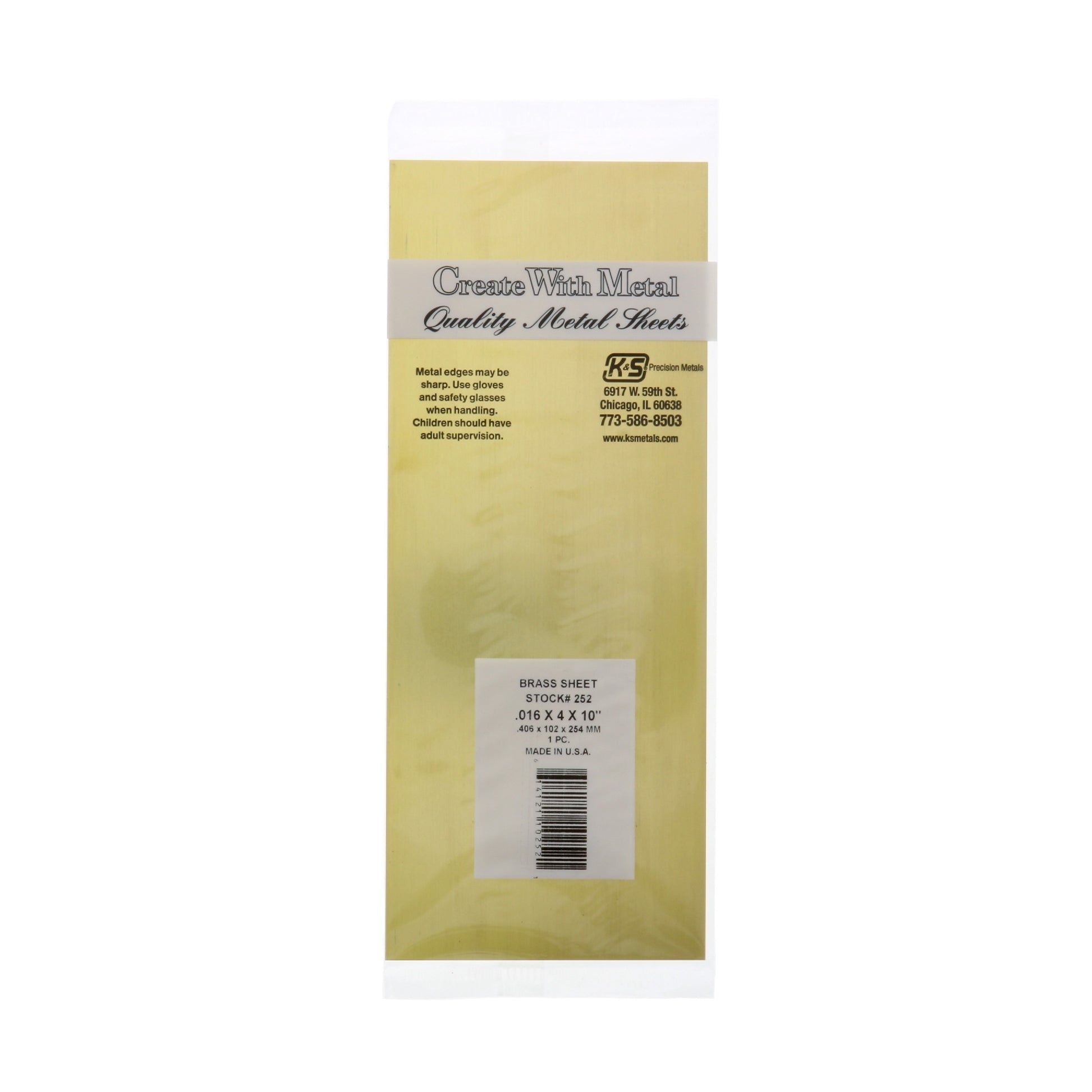 K&S 0.015 IN. X 4 IN. W X 10 IN. L BRASS SHEET METAL - KS252