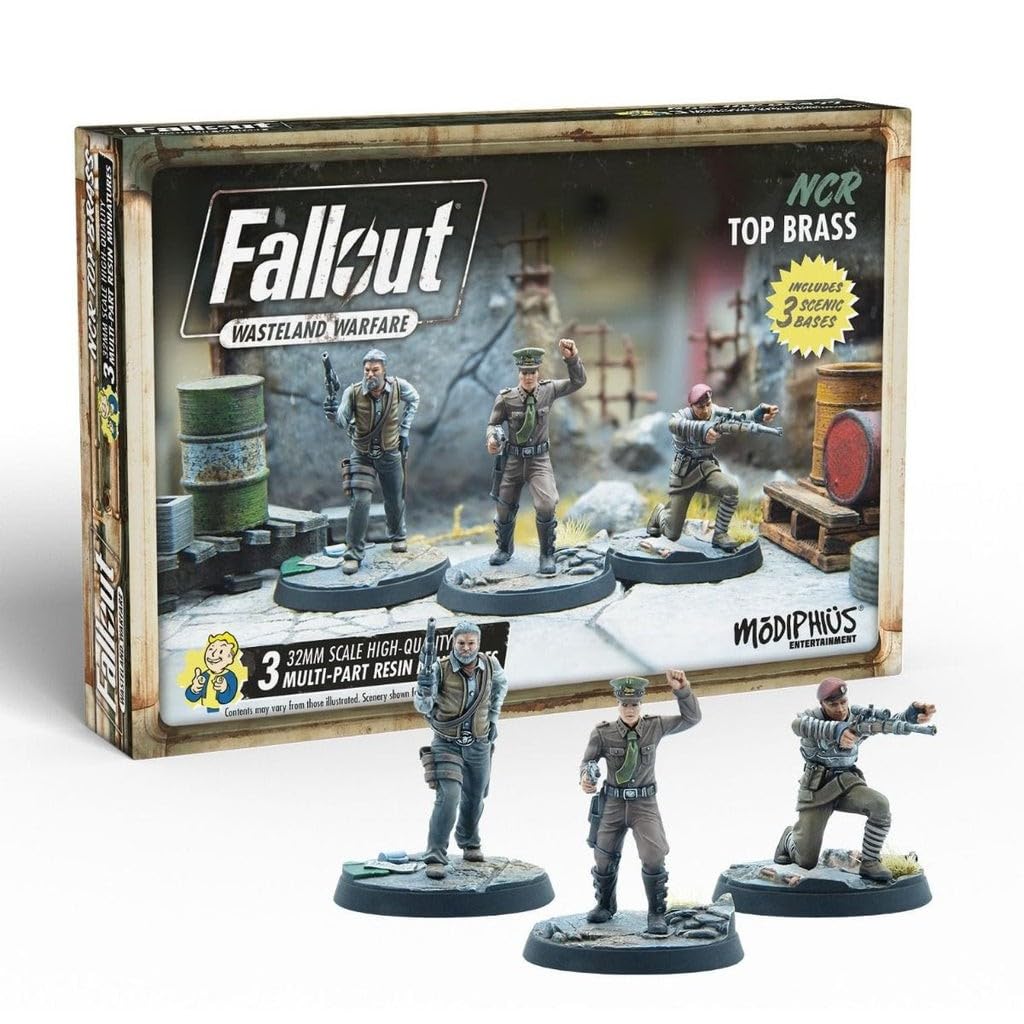 MODIPHIUS FALLOUT WASTELAND WARFARE NCR TOP BRASS ROLE PLAYING GAME 3 FIGURE SET - MUH052147